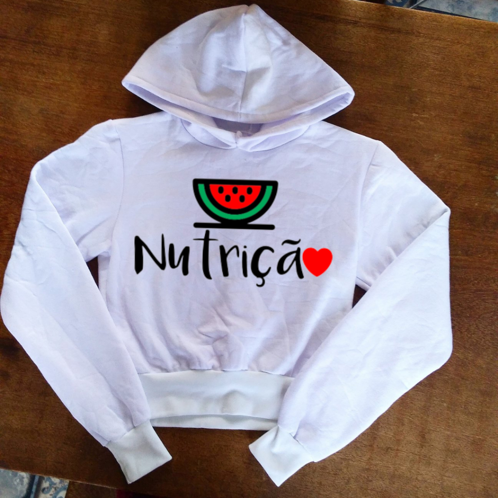 Blusa de Nutrição com Melancia - Moletom Cropped Feminino