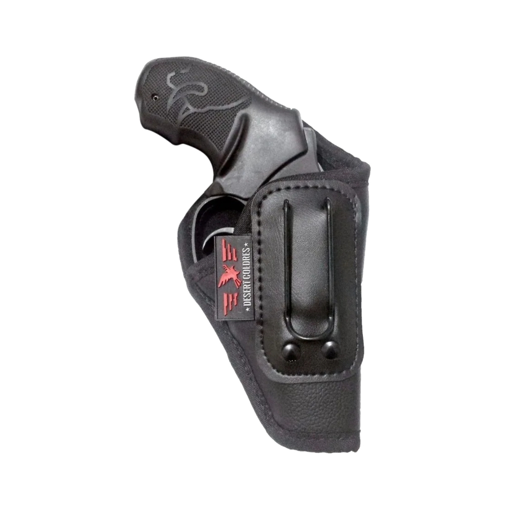 Coldre Velado (Sem Aba) Premium Interno Protetor Para Revól. RT85 38 2 Pol. 5 Trs (Buldogue) em Neoprene e Couro P.U