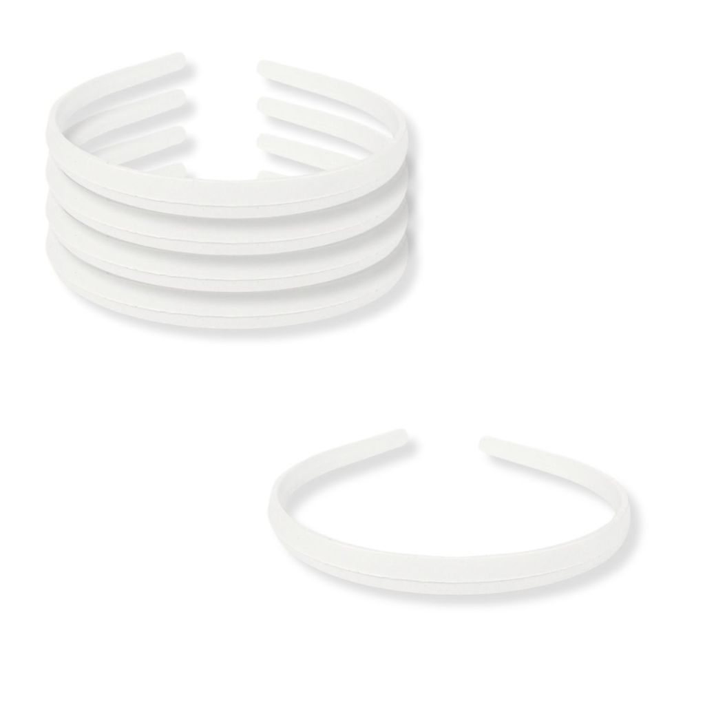 Kit 24 Tiara Arco Arquinho Plástico Forrar/Encapar/Costumizar Simples Branca Lisa - 10mm / 1cm