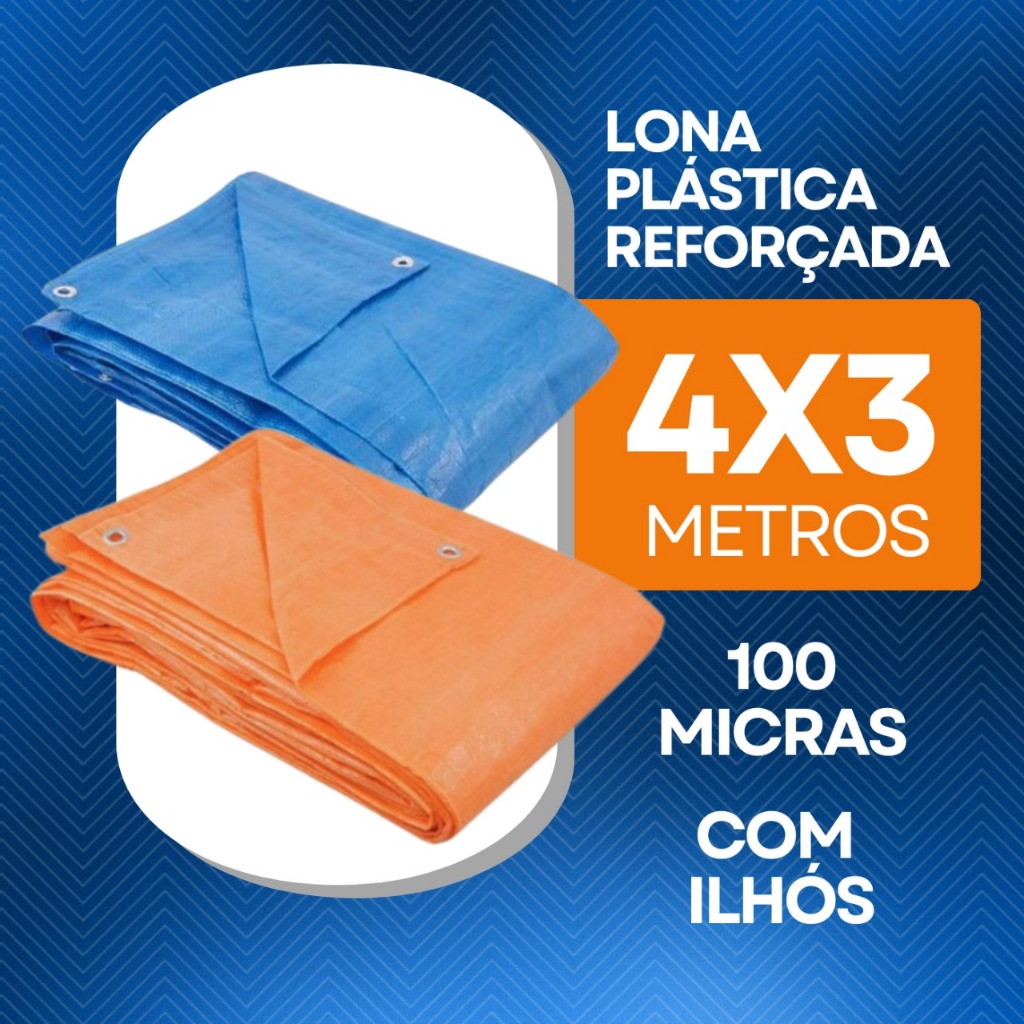 Lona Encerado Multiuso Polietileno Impermeável 4x3m 100 Micras Azul com Ilhós em Oferta na Shopee
