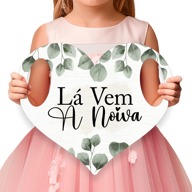 Placa de Casamento para daminha LÁ VEM A NOIVA em MDF