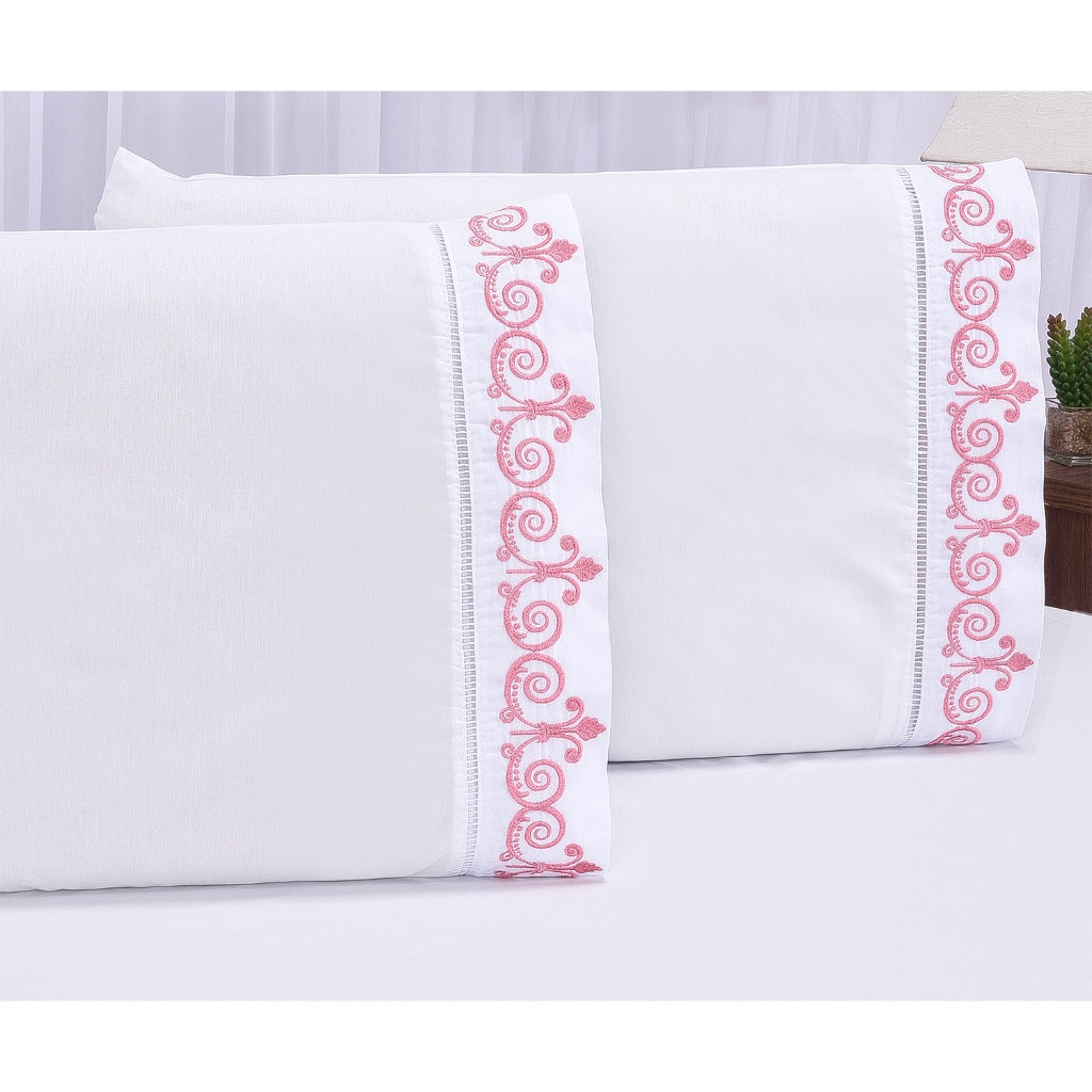 Kit 2 Fronhas Bordadas para Travesseiro com Ponto Palito Percal 400 Fios em Oferta na Shopee