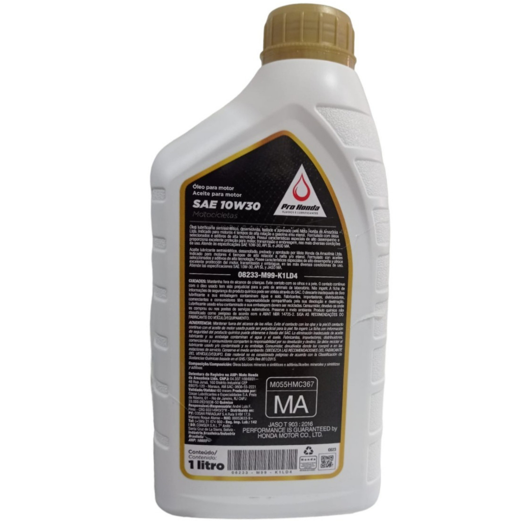 Óleo de motor Honda semi-sintético 10W-30 para Motos e Quadriciclos — imagem 2 de 2
