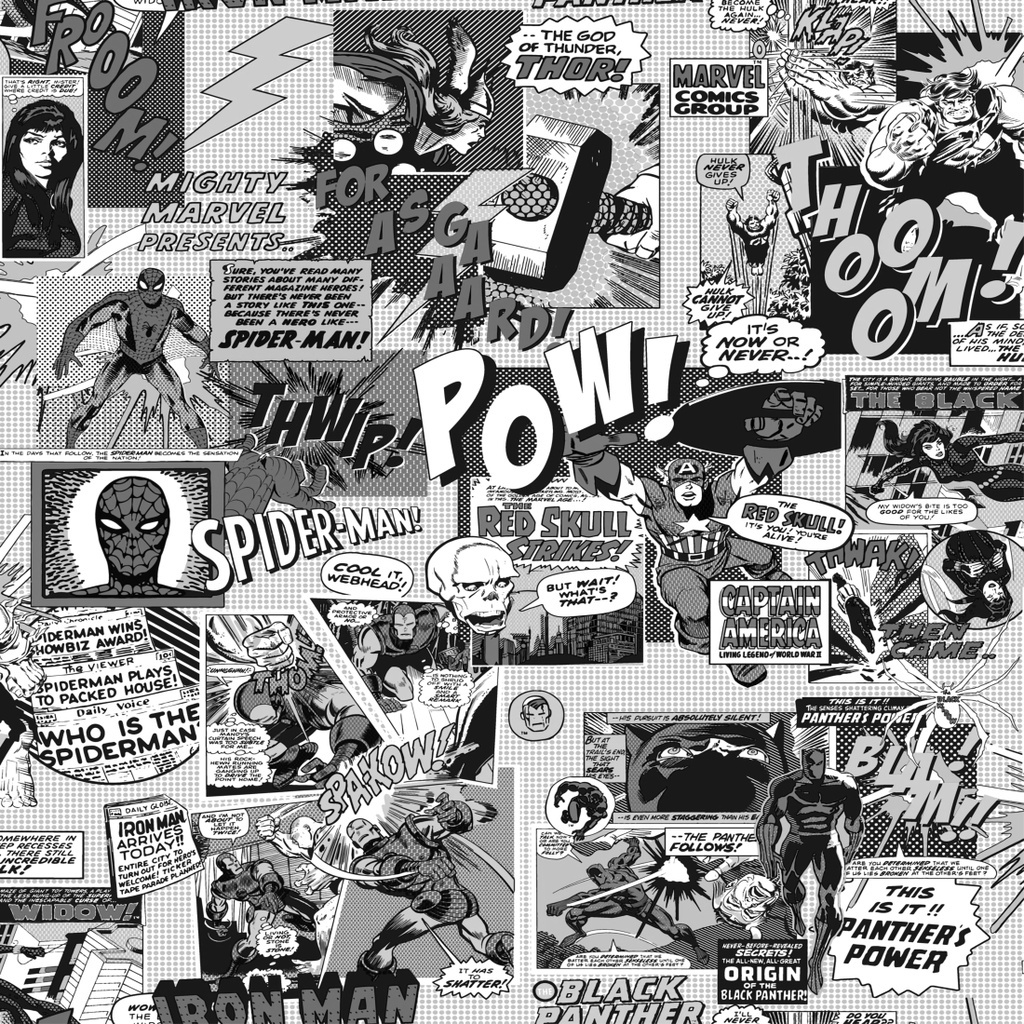 Papel de Parede adesivo Lavável Marvel Heróis Casa 3x50