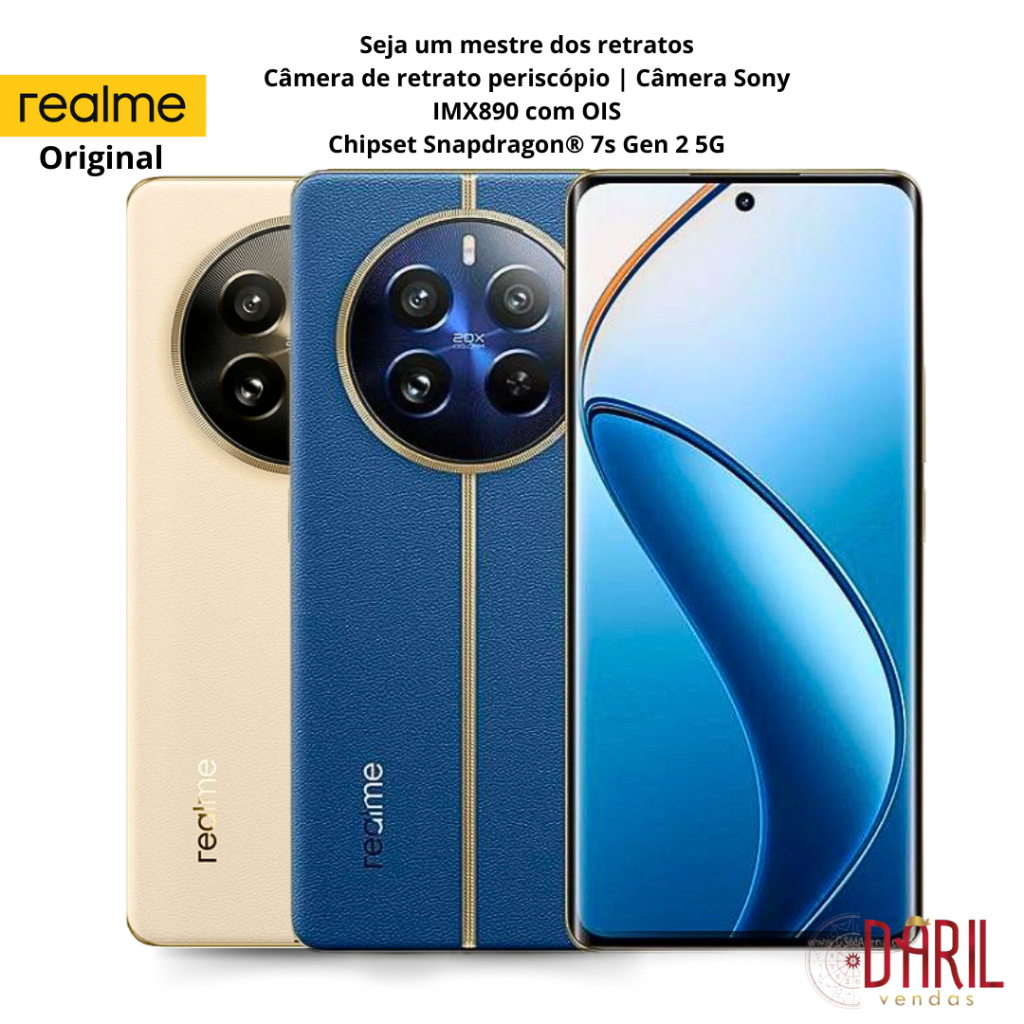 Celular Smartphone Realme 12 pro 512GB 12RAM 5G NFC Dourado e Azul- Realme Original