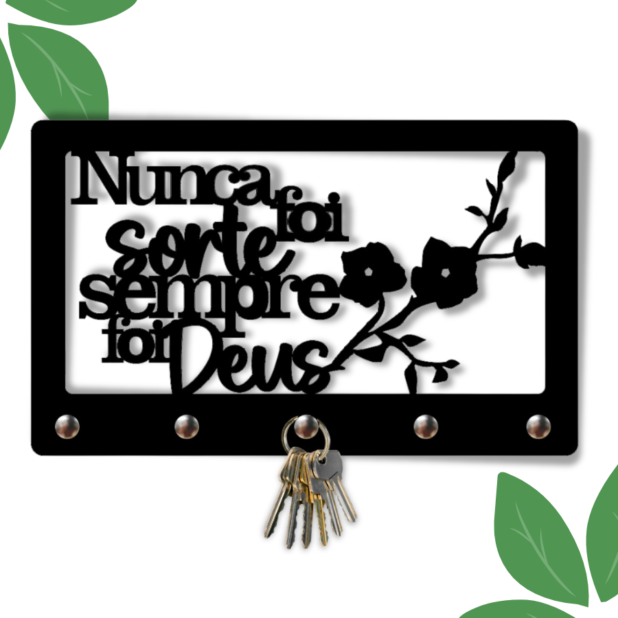 Porta Chaves Nunca foi Sorte Sempre foi Deus Gancho Organizador de Chaves em Oferta na Shopee
