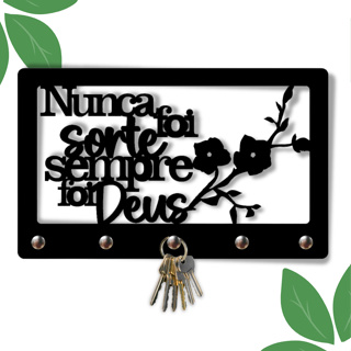 Porta Chaves Nunca foi Sorte Sempre foi Deus Gancho Organizador de Chaves em Oferta na Shopee