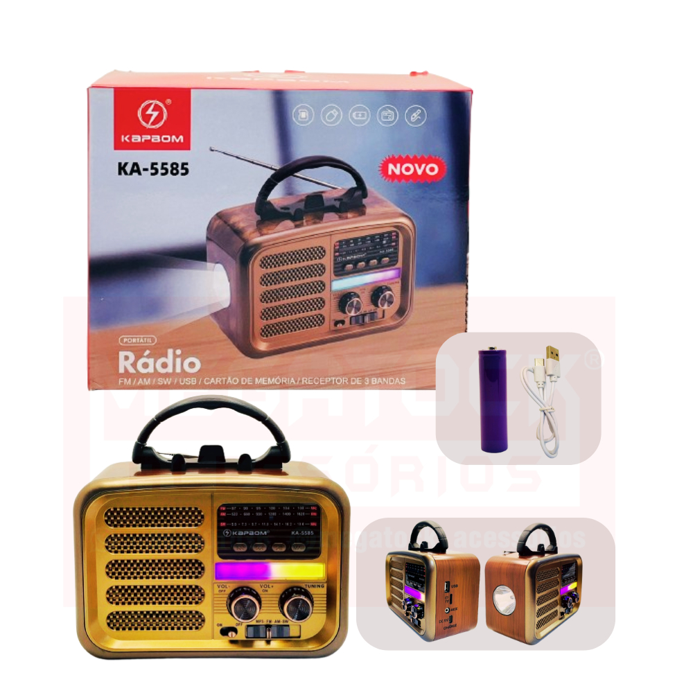 KAPBOM Rádio Rádio Am Fm Portátil Retrô Bluetooth Radinho Vintage Antigo KA-8858