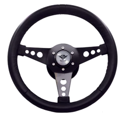 Volante Clássico Revival Mini R Pu Logo Prata Chevette F1000 Fusca Brasília Fiat 147 A10