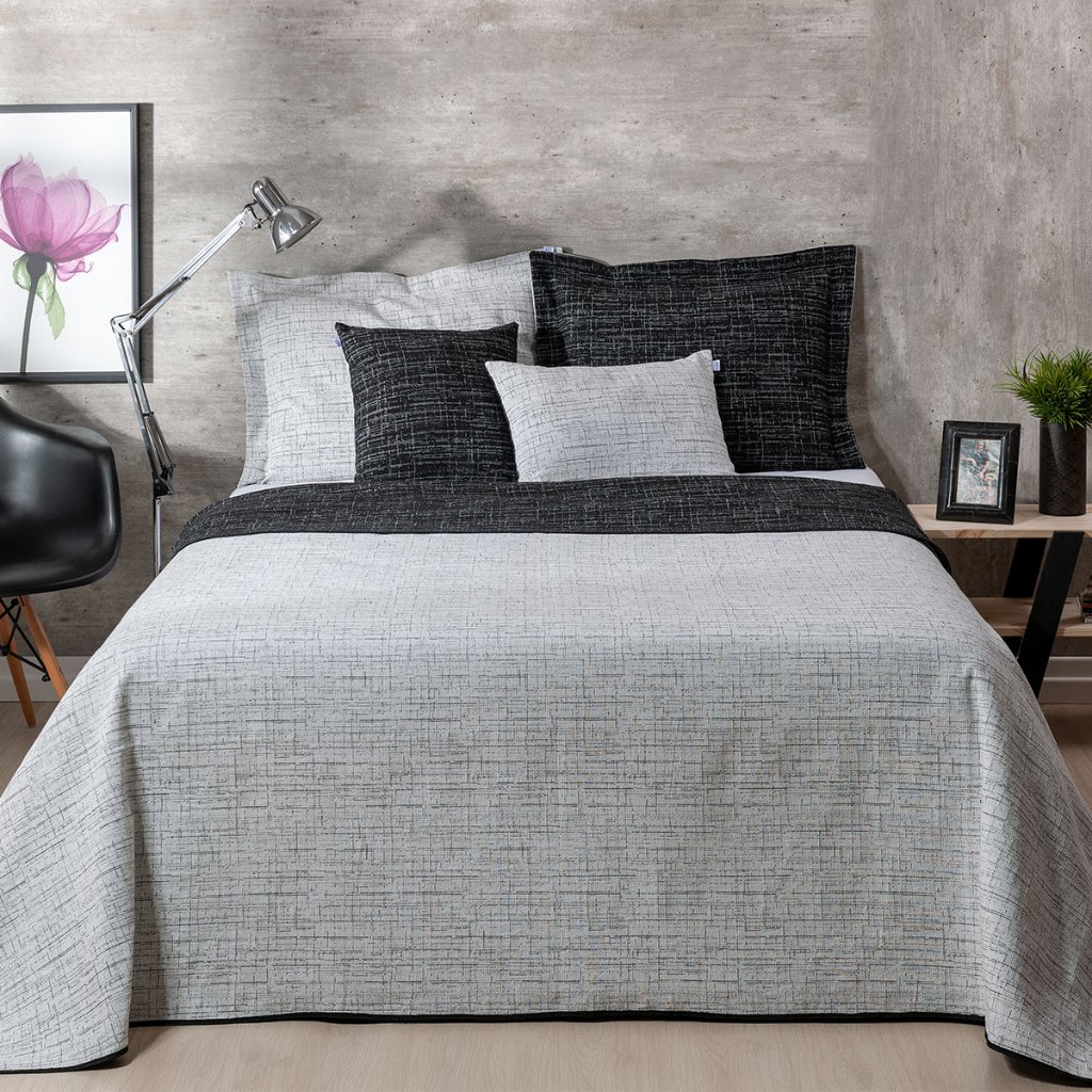 Kit Colcha Dupla Face Casal Queen com Viés 2,60 x 2,40 com Porta Travesseiro Jaquard Algodão 5 Peças