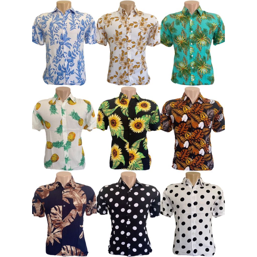 Camisas Social Floridas Masculinas Confortável Havaiana Estampadas em Oferta na Shopee