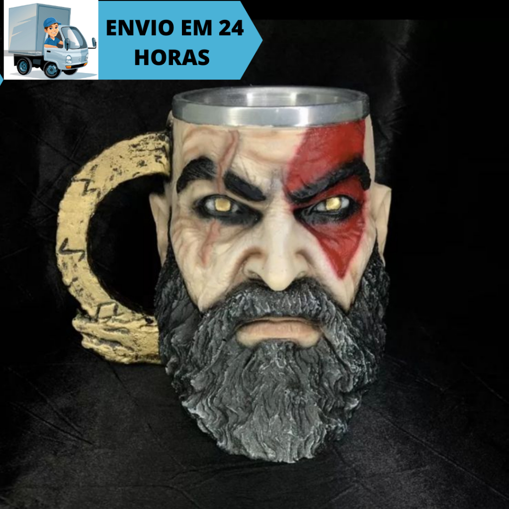 Caneca Boneco 3D Kratos God of War Novo Colecionável de Resina Boneco Estátua 250MLresina caneca