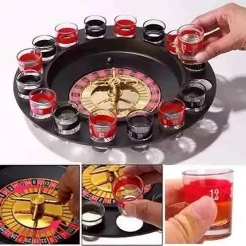 Jogo Cassino Roleta Shot - 16 Copos Bebida Drink Destilado