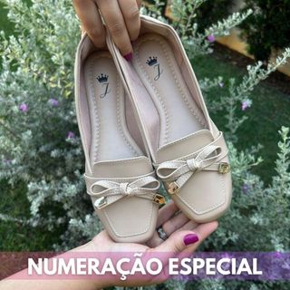 Mocassim Feminina 41 ao 43 Numeração Especial Sapatilha Bico Quadrado Sapato Confortavel Moda