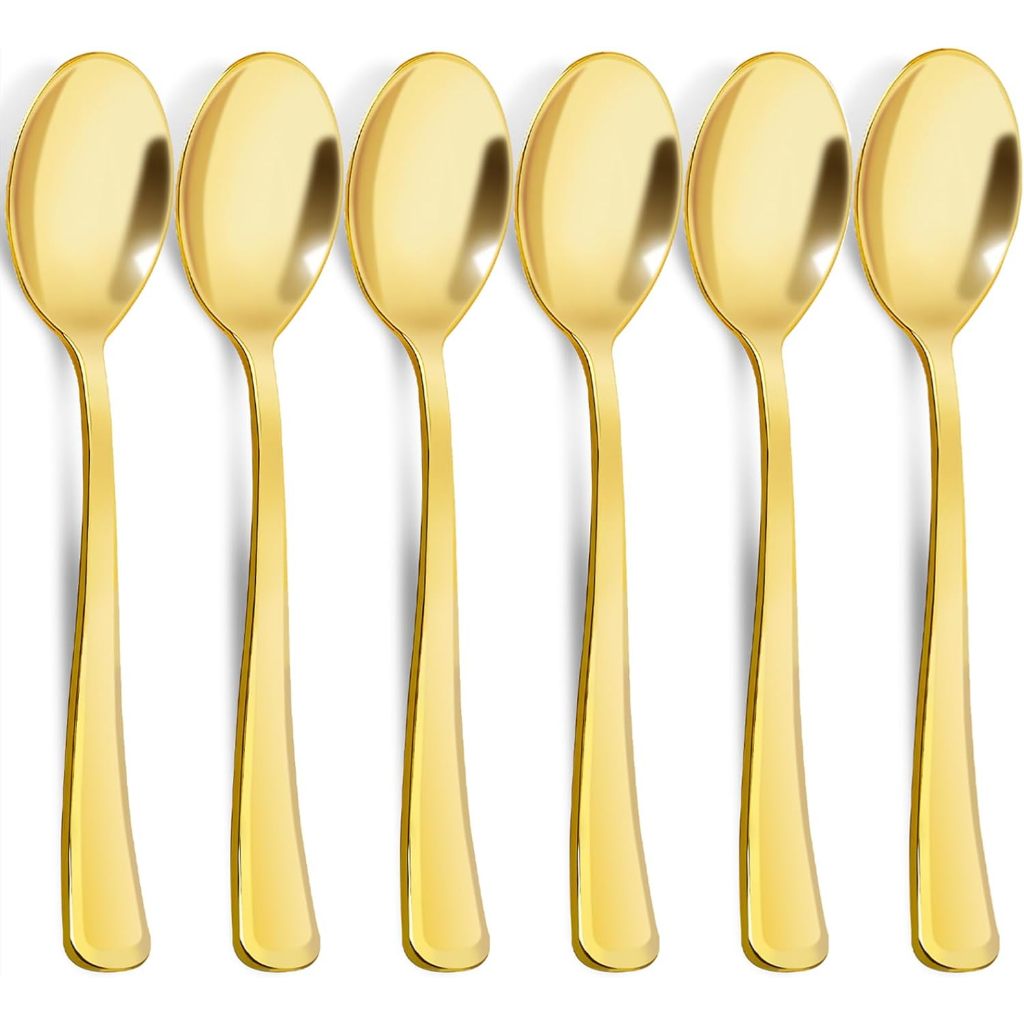 Kit 100 Colheres Refeição Descartáveis De Luxo Dourado/Elegante Pacote de Colheres Descartáveis em Oferta na Shopee