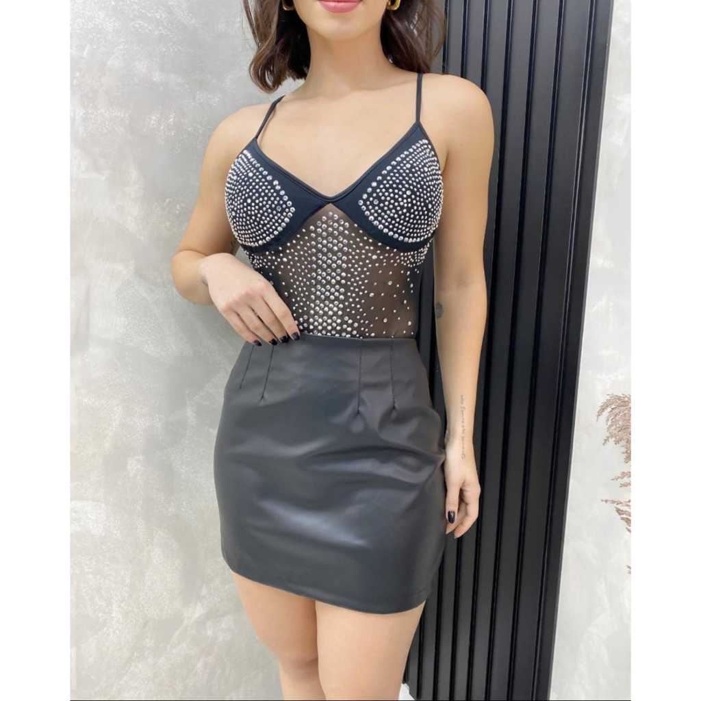 Body bory tule pedraria luxo body alça brilho brilhante feminino rodeio boiadeira