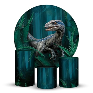 Trio Capa Cilindros + Painel Redondo Dinossauro Em Tecido em Oferta na Shopee