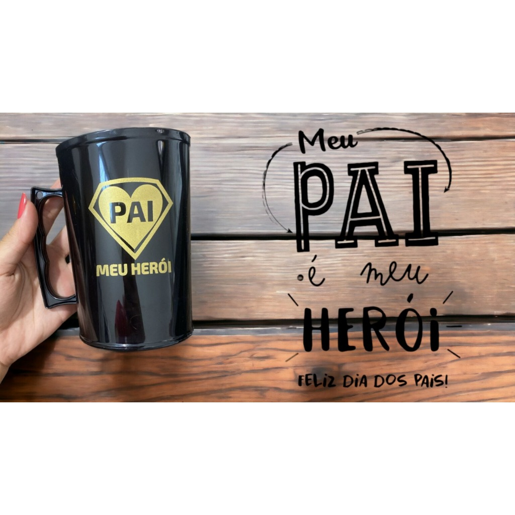 Kit 10 Canecas Chopp Pai heroi com tirante dia dos pais 600 ml- Plastica, chopp, drinks,bebidas