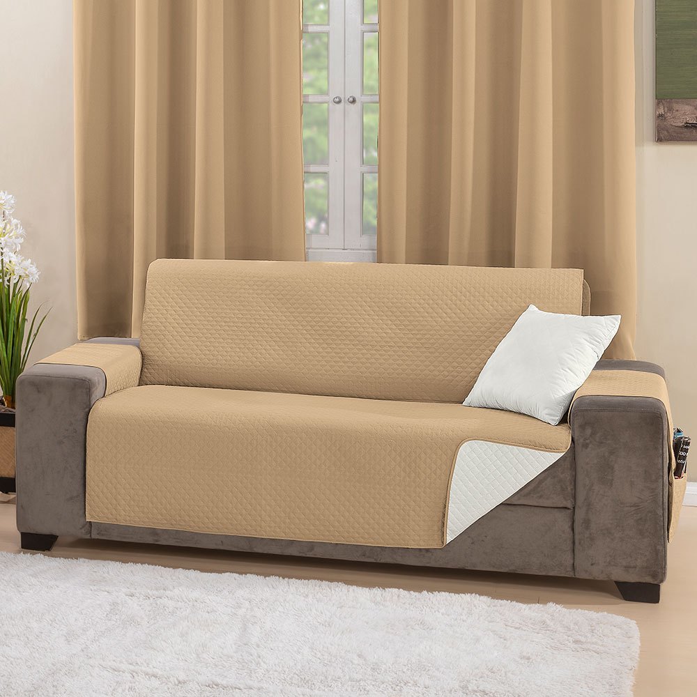 Capa Protetor Sofá Impermeável Dupla Face 4 Lugares King Matelado Decoração