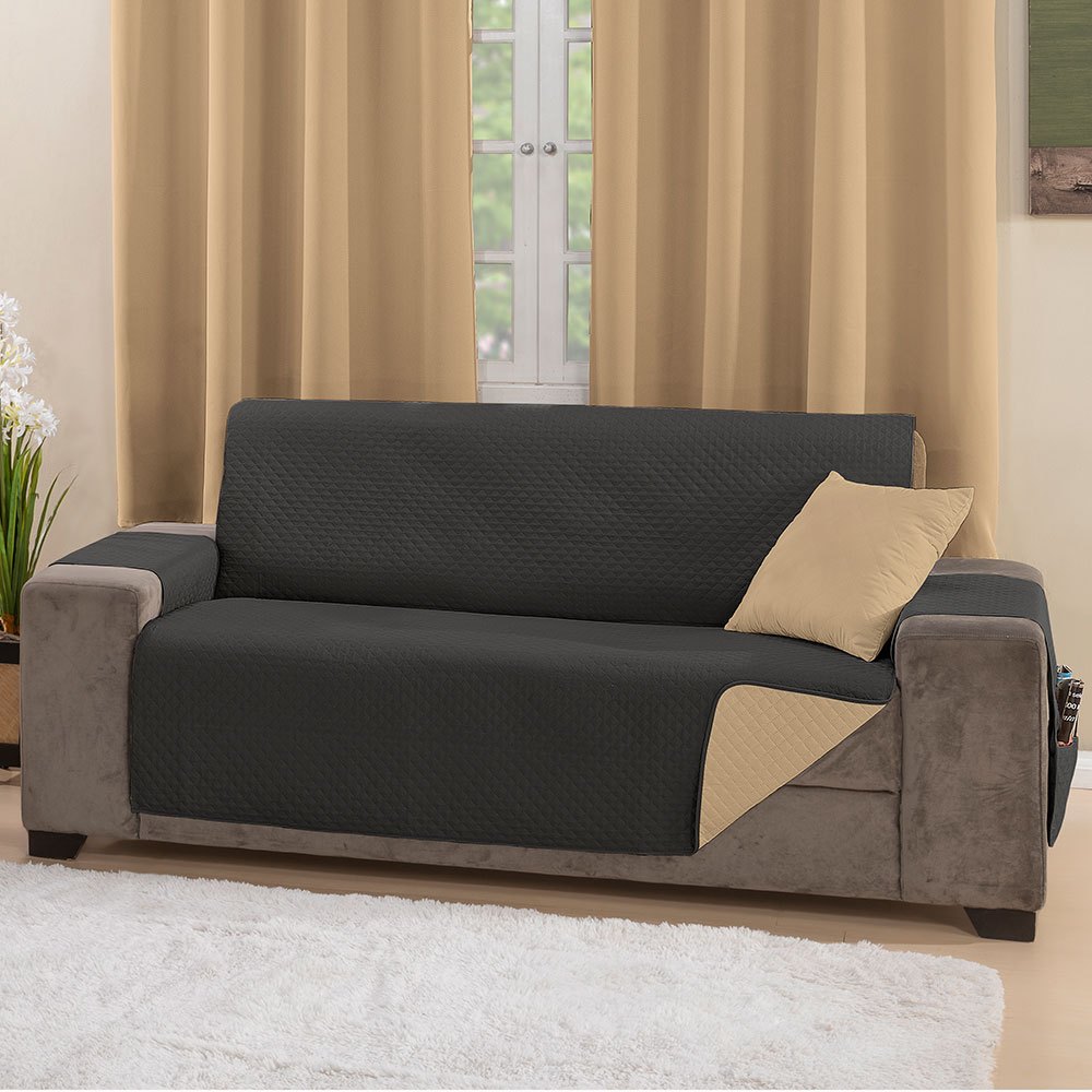 Capa Protetor Sofá Impermeável Dupla Face 4 Lugares King Matelado Decoração