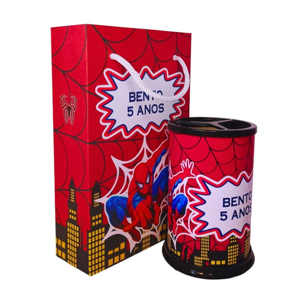 Kit Lembrancinha Personalizado - Sacolinhas e Porta-Lápis Homem-Aranha