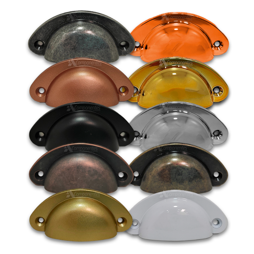 Puxador Concha Colonial Para Moveis Gaveteiro Porta  Armarios e Bau 64mm Varias Cores - 8 Peças