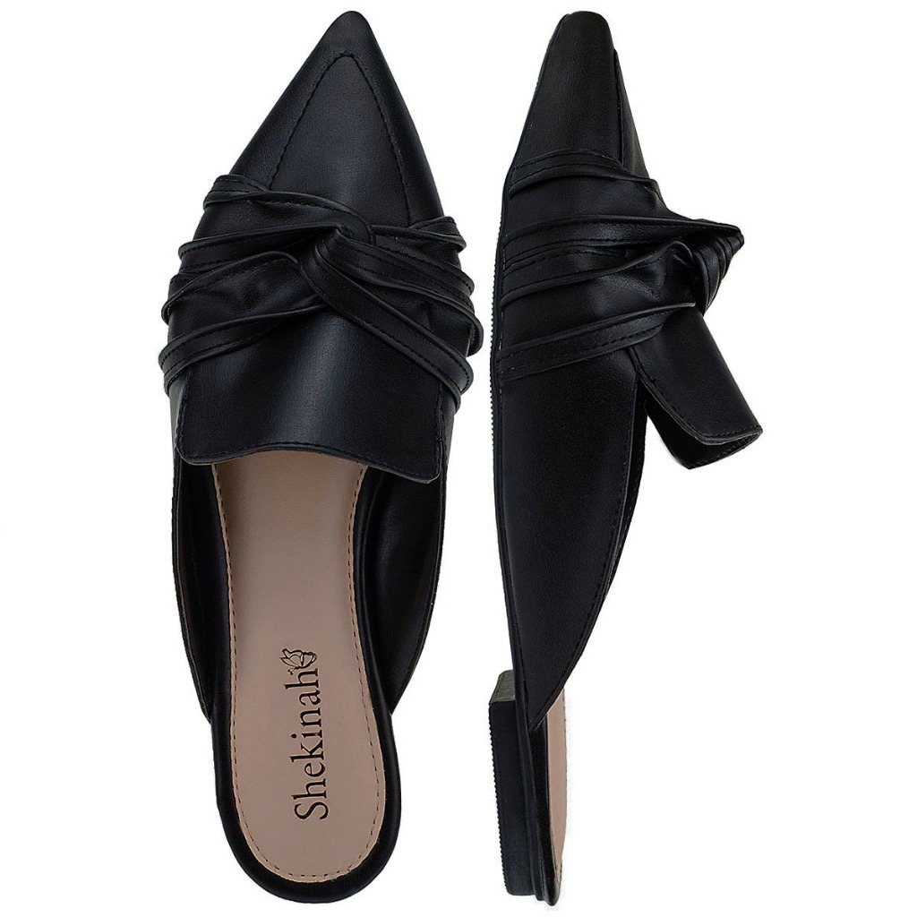 Sapato Feminino Mule Bico Fino Sapatilha Flat Slide Shekinah Conforto Enfeite Lançamento Moda - Women Shoes