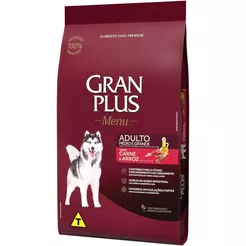 Ração Gran Plus Menu Cães Adultos Carne e Arroz - 20kg