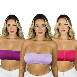 Sutiã Top Faixa liso com Bojo Removível Tomara que Caia Feminino em Oferta na Shopee