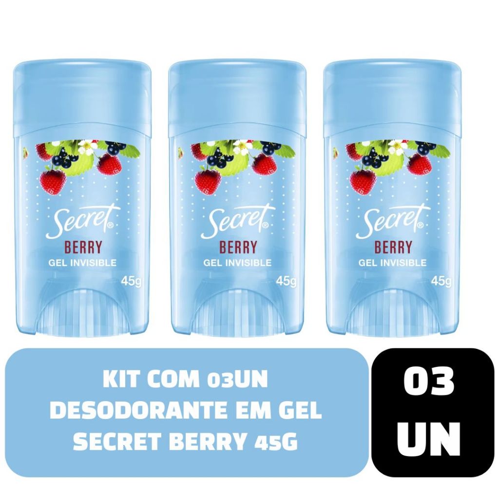 Kit com 03un Desodorante Em Gel Secret Berry 45g em Oferta na Shopee
