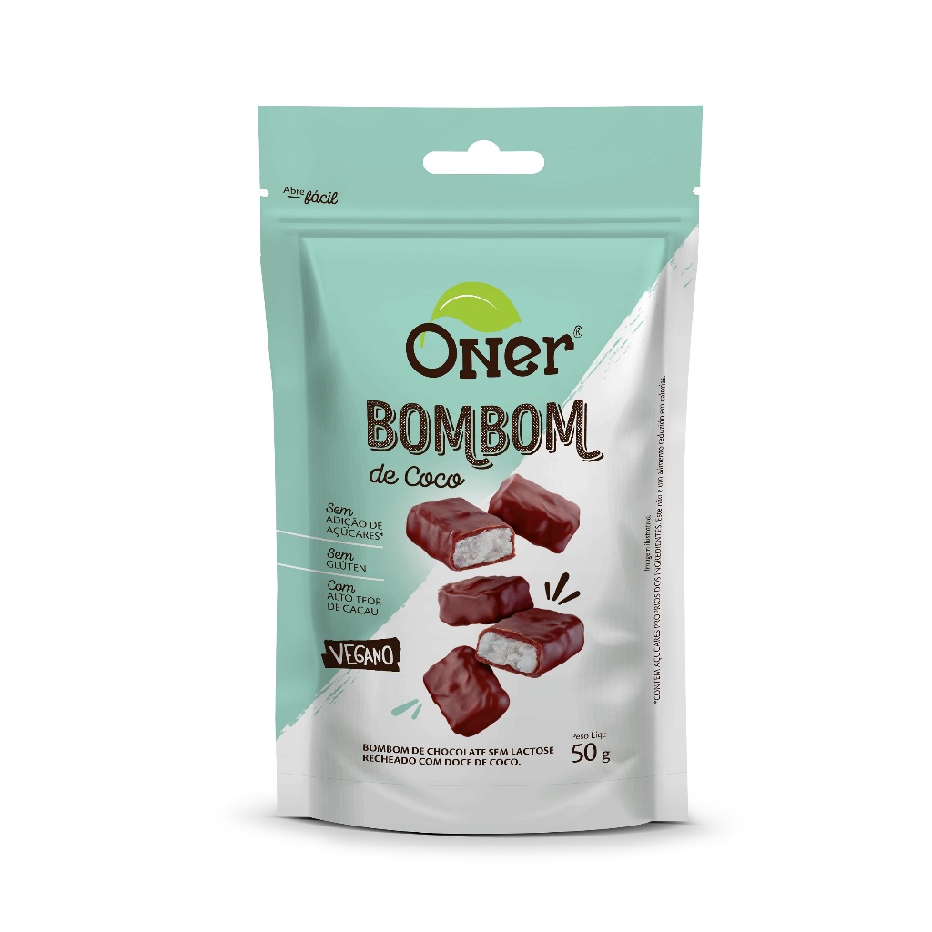 Bombom de Coco Zero Açucar Oner - 50gr em Oferta na Shopee