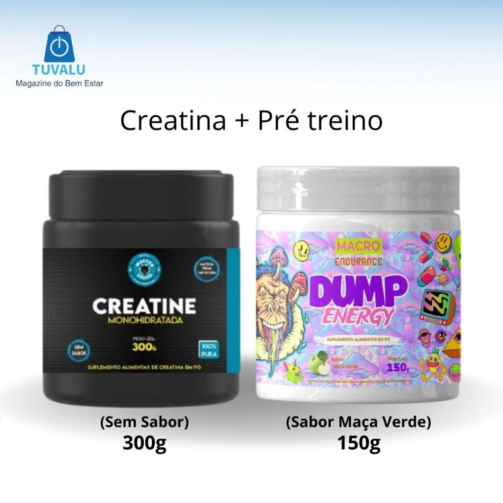 Pré-treino Sabor Maçã Verde (Dump Energy) + Creatina (Monohidratada PURA) Master Séries