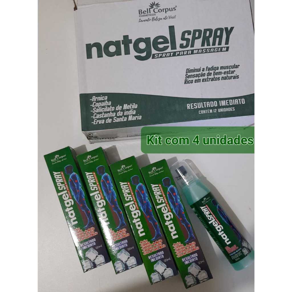 Kit 4 - Gel Massageador Natgel 120g Spray - Bell Corpus - ORIGINAL em Oferta na Shopee