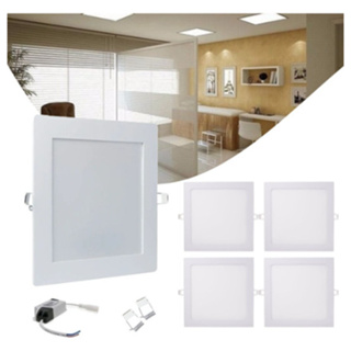 Kit 5 Painel Plafon Embutir Slim Led Quadrado 6w Frio alumínio iluminação residencial comercial em Oferta na Shopee