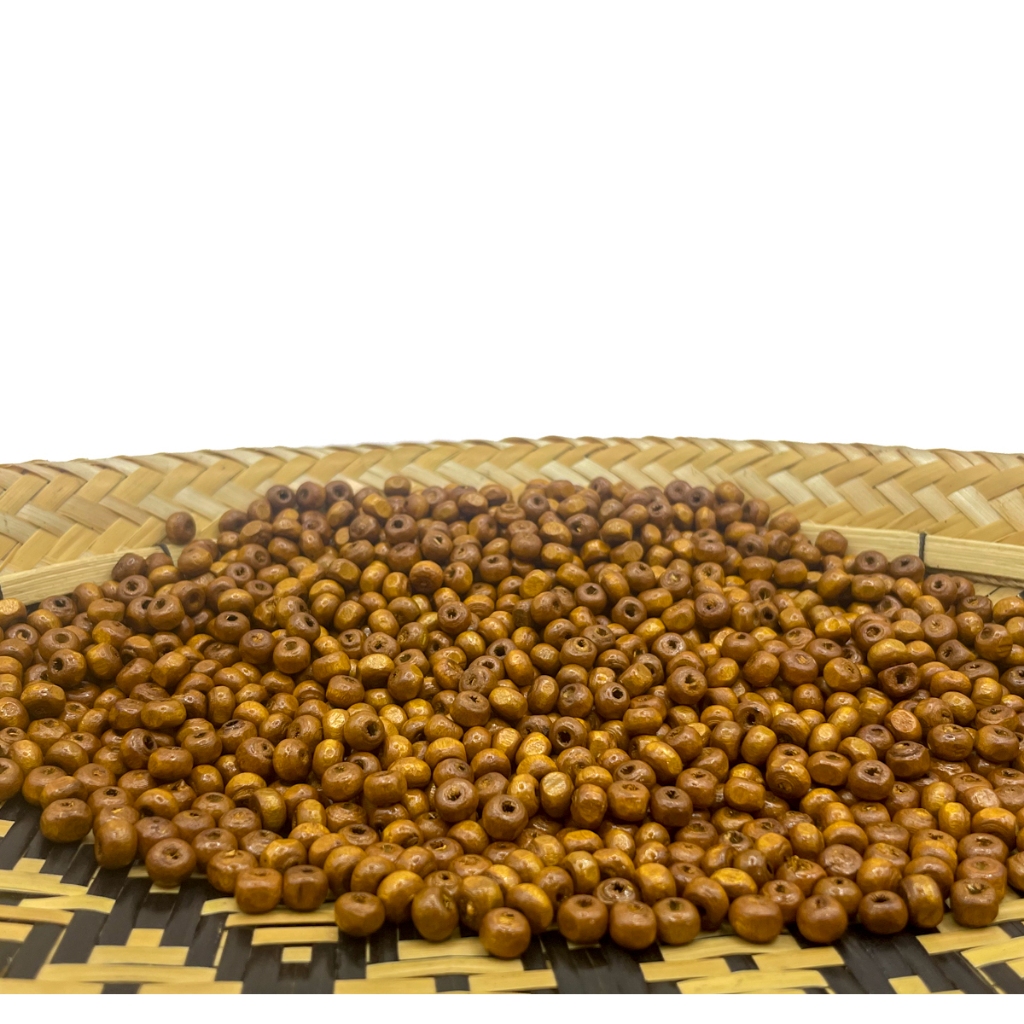 Imagem Miçangas de Bola de Madeira 6mm  Aprox.1300 peças - Ideal p/  Bijuterias, Terços, Japamala