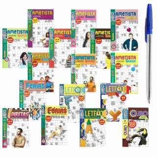 Palavra Cruzada Média Coquetel Com 3 Ametista (144 Páginas Cada) com caneta em Oferta na Shopee