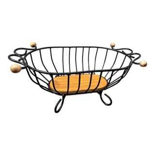 Fruteira Oval Rustica Ferro E Madeira Super Oferta especial em Oferta na Shopee
