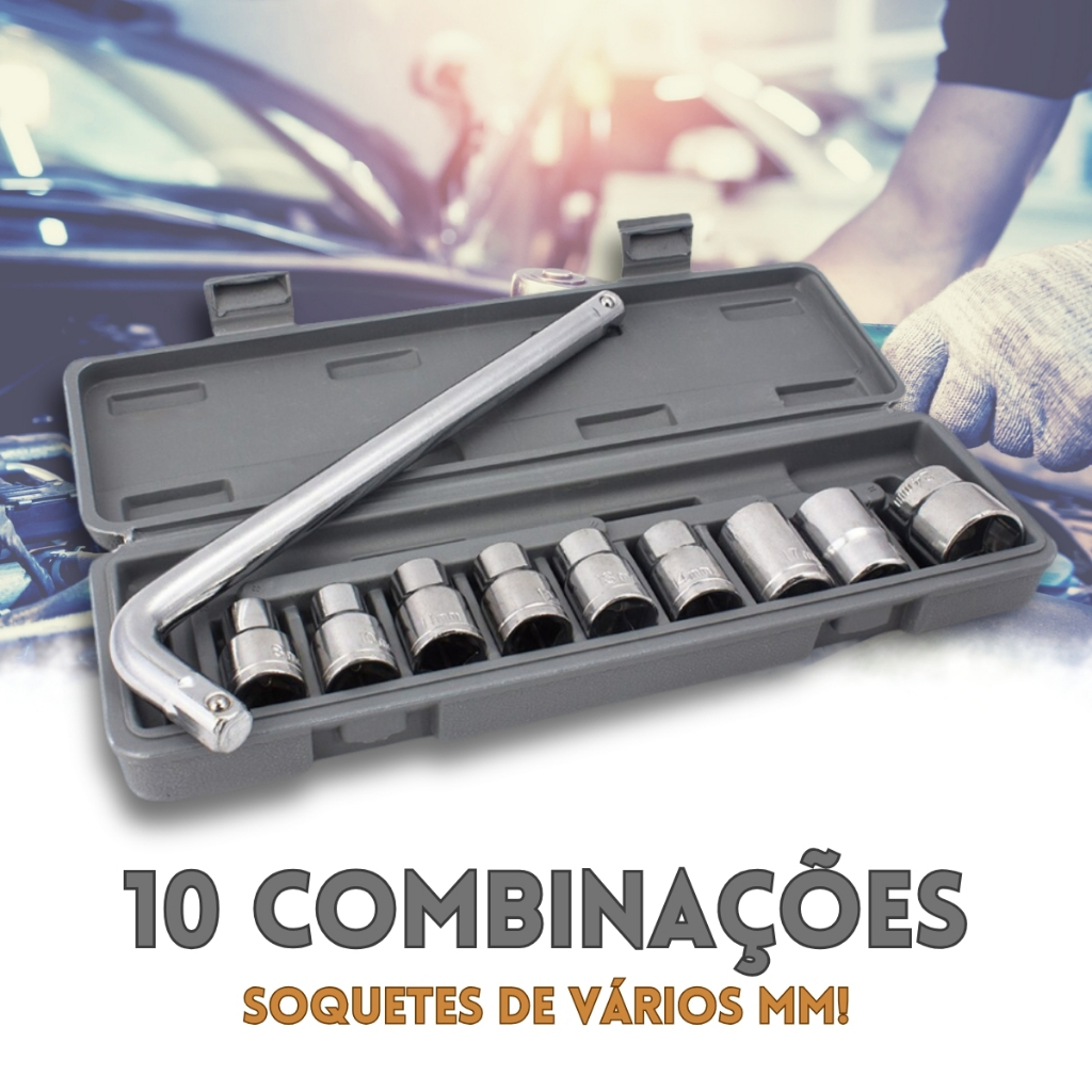 KIT10 Ferramentas c/10 Peças Chave L Soquete De Boca com Estojo em Oferta na Shopee