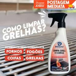 Limpador 500ml Desengordurante Limpa Grill | Coifas | Churrasqueira | Forno | Fogão