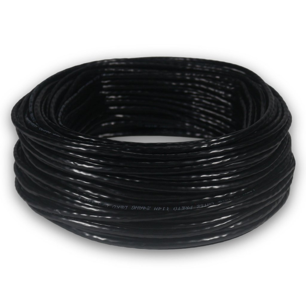 Bobina Cabo de Rede LAN Ethernet 100 Metros 100m Preto CAT5e UTP com RJ45 Crimpado Testado
