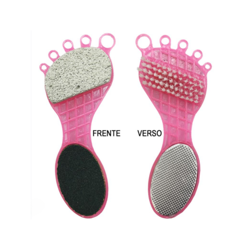 Escova De Unha  Pedicure 4 Em 1 Com Pedra Pomes + Lixa E Ralador Kit Pedicure