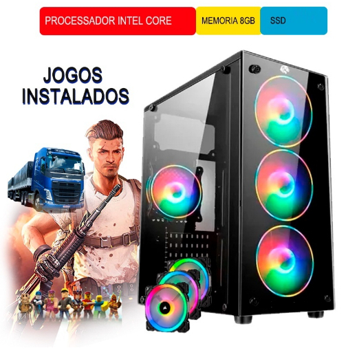 cpu gamer i5 8g ssd128g+hd500 video R5 2gb wifi programas e jogos lol cs gta5 off Roblox Free fire
