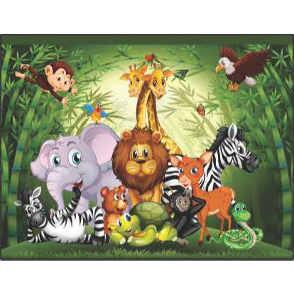 Painel de Festa Tema de  Retangular SAFARI ANIMAIS Tecido Premium 3D em Oferta na Shopee