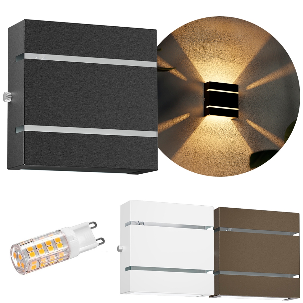 2x Arandelas Slim Externa 2 Frisos 2 Focos + 2 Led G9 5W MF103 em Oferta na Shopee