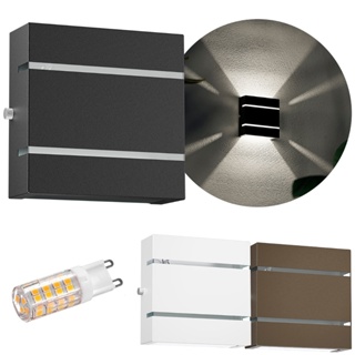 4x Arandelas Slim Externa 2 Frisos 2 Focos + 4 Led G9 5W MF103 em Oferta na Shopee