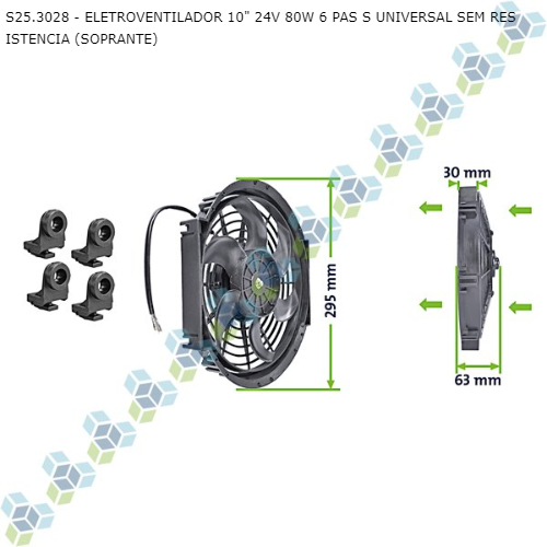 ELETROVENTILADOR 10" 24V 80W 6 PAS S UNIVERSAL SEM RESISTENCIA (SOPRANTE)