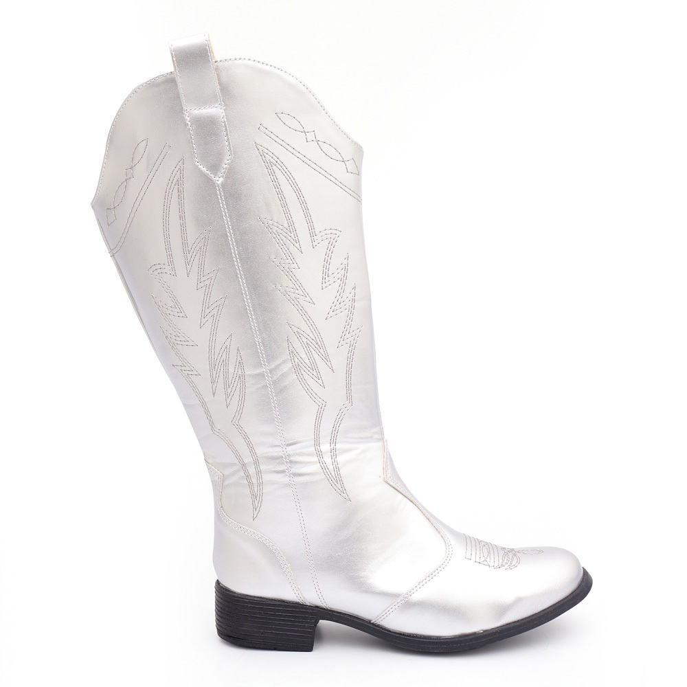 Bota Feminina Texana Cano Longo Bordado Salto Baixo