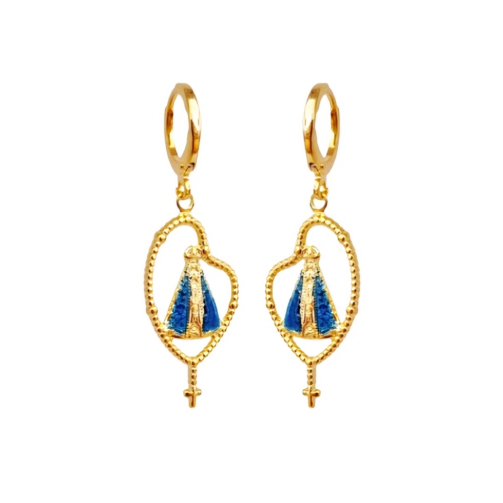 Brinco Nossa Senhora Aparecida Folheado Ouro 18k Antialérgico