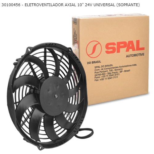 ELETROVENTILADOR AXIAL 10" 24V UNIVERSAL (SOPRANTE)