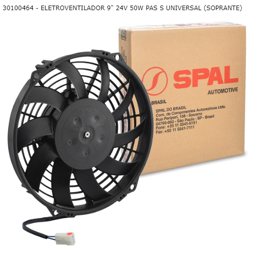 ELETROVENTILADOR 9" 24V 50W PAS S UNIVERSAL (SOPRANTE)
